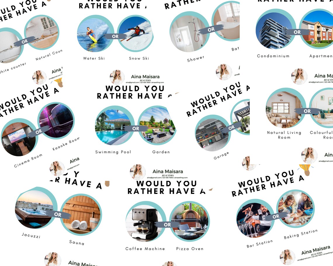 20 Would You Rather Real Estate Template Canva Template Etsy