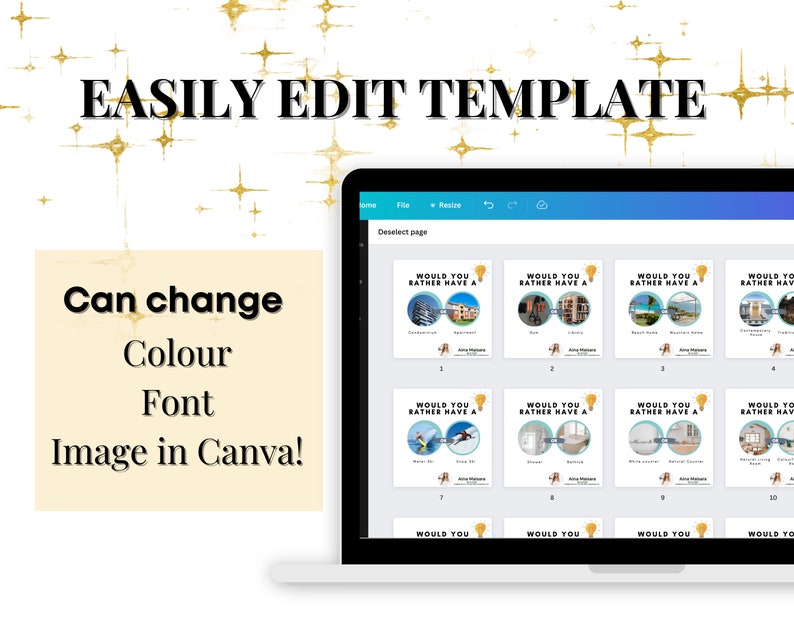 20 Would You Rather Real Estate Template Canva Template Etsy