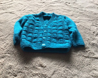 Blue Baby Cardigan Hand Knitted for 0-3 Months Old Baby EU - Etsy UK