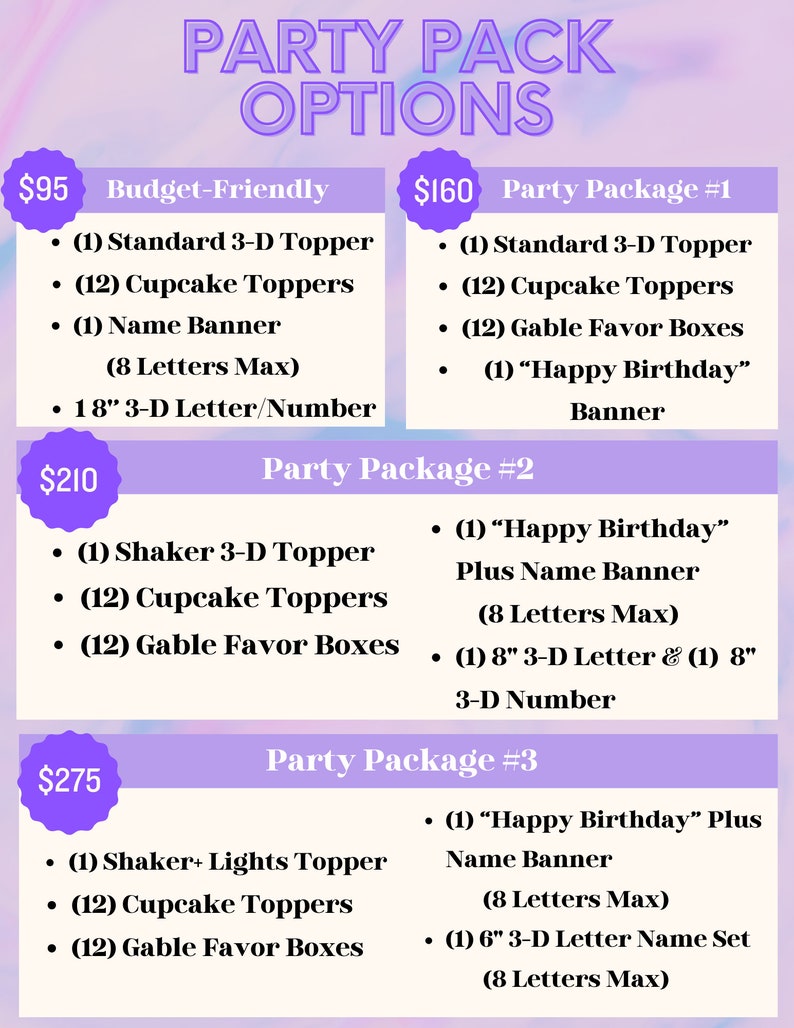 Party Pack Layout Create Your Own Party Pack - Etsy