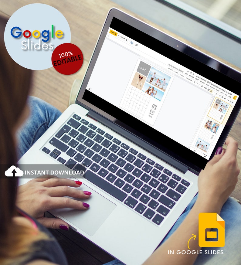 Editable Calendar Template 2022 100 Google Slides Etsy