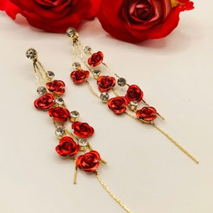 Rose floral earrings.rose dangle earrings,valentine's gift, friendship gift,flower girl gift