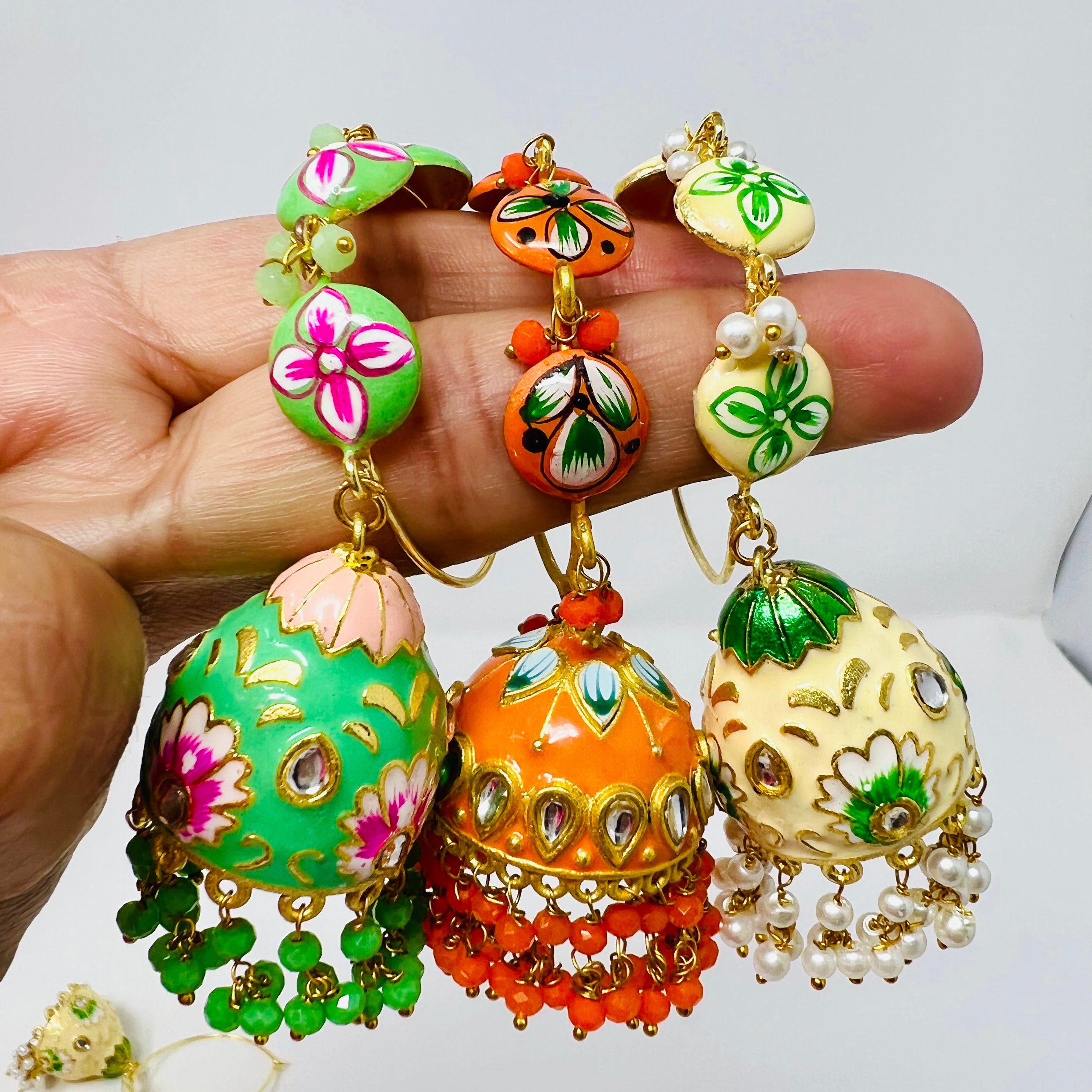 Hand painted deals meenakari earrings