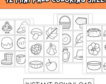 Mini Fall Coloring Pages: Preschool Thanksgiving Activity (PDF)