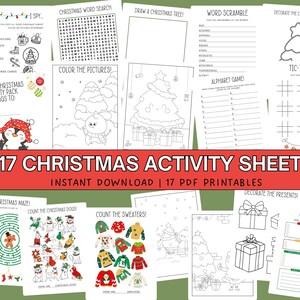 Printable Kids Christmas Activities Bundle, Christmas Coloring Pages, Educational Fun Christmas Handouts, 1st Grade Holiday Activity