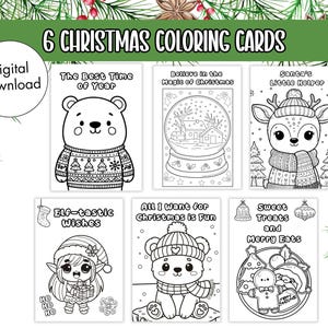 DIY kerstkleurkaarten, vakantie-activiteiten voor kinderen, afdrukbare kerstkaarten, kinderen kleuren je kerstkaart, kleurplaat kerst