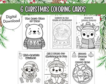 Christmas Coloring Cards: Holiday Kids Activity Pages