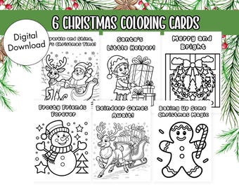 Christmas Coloring Cards: 6 Holiday DIY Activity Sheets (PDF)