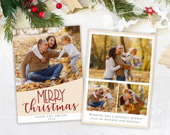 Editable Christmas Photo Card Template: Custom Family Holiday Card (Canva, PDF)