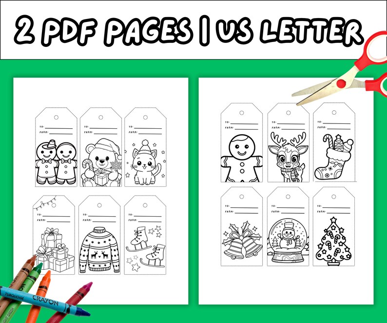 Printable Christmas Gift Tags for Kids to Color, Holiday Activity ...