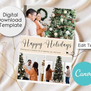 Photo Christmas Card Template, Editable Holiday Card, Merry Christmas, Personalized Photo Christmas Card, Holiday Card,Customizable Template