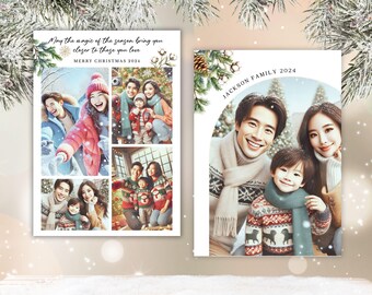 Modern Photo Christmas Card Template: Arch Holiday Card (Digital Download)