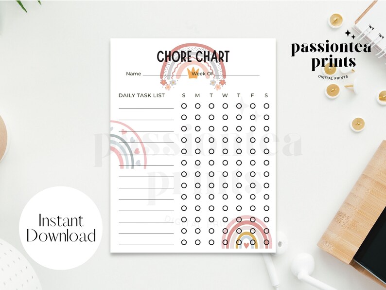 Chore Chart Printable for Kids, Routine Chart, Kids Daily Checklist ...