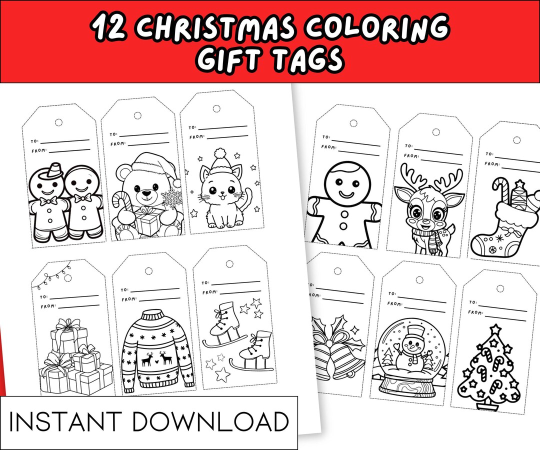 Printable Christmas Gift Tags for Kids to Color, Holiday Activity ...