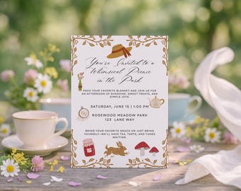 Cottagecore Picnic Invitation: Rustic Floral Garden Party (Digital Canva Template), PT6