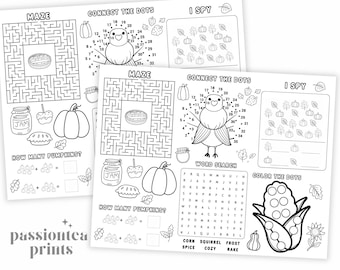 Thanksgiving Kids Activity Placemat: Fall Coloring Sheet (PDF)