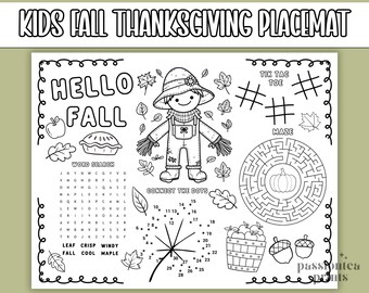 Kids Fall Activity Placemat: Thanksgiving Games (PDF Pattern)