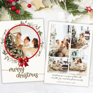 Modern Christmas Card Template, Instant Download Holiday Card, Editable Holiday Photo Card, Elegant Photo Christmas Card, Canva Template