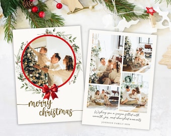 Elegant Photo Christmas Card Template: Modern Holiday Design (Canva, Instant Download)