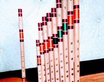 Yoga Bamboo Bansuri Flute Set - 13 Flutes From G to G Hindustani Professional Bamboo Flute Set | Gift for Him | Gift for Kids By Aalim peace