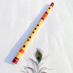 D Natural Bamboo Flute: 17.5&quot; Hindustan Bansuri, 440Hz