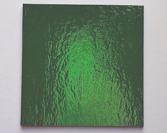 CBS Dichroic 90 COE  Magenta/Green on thin black  4" square Dichro Fusible Glass