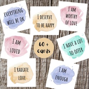 Tarjetas de afirmación positiva imprimibles, mensajes de cuidado personal, impresión de tarjetas de atención plena, tarjetas de afirmación de salud mental, amor propio imprimibles