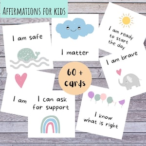 Children's Positive Affirmation Cards, Printable affirmation cards for kids, positive affirmations for kids, mindfulness cards for kids,