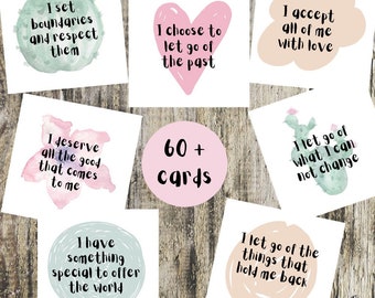 Self love affirmation cards printable, self care messages, Positive thinking cards, Positive affirm printable card, mental health printable