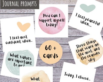 Mental Health Journal Prompts, Self Care Journal, Writing Prompts, Mindfulness Cards, mindfulness journaling set, conversation starter cards