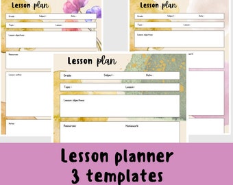 Lesson Plan Templates for Teachers, Homeschool planner, Teacher planner template, Homeschool printable, PDF Download
