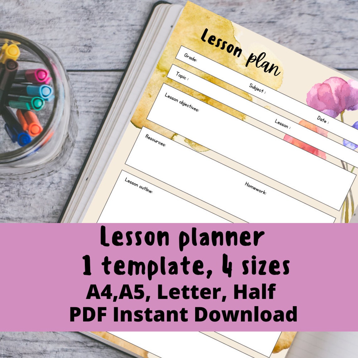 Teacher Lesson Plan Template Homeschool Printable Printable Etsy
