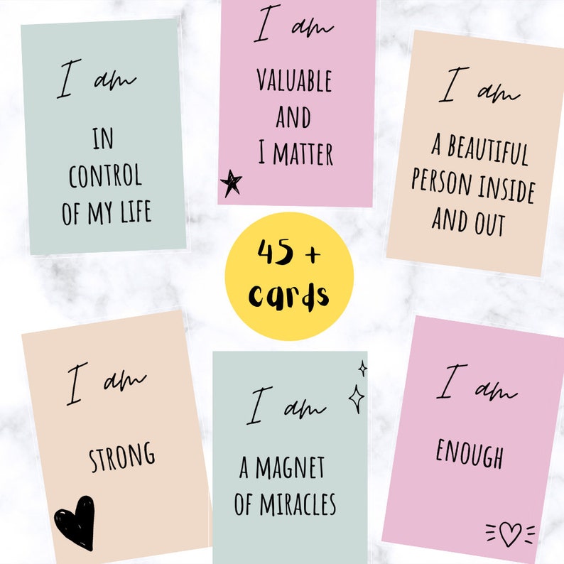 Positive Affirmation Cards Self Care Printables I Am - Etsy