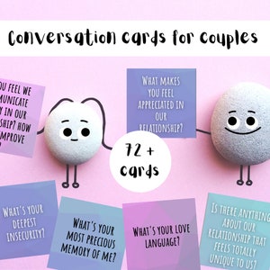 Conversation cards couples, Date night cards printable, Couples question cards, Conversation starters for couples, Anniversary gift for her