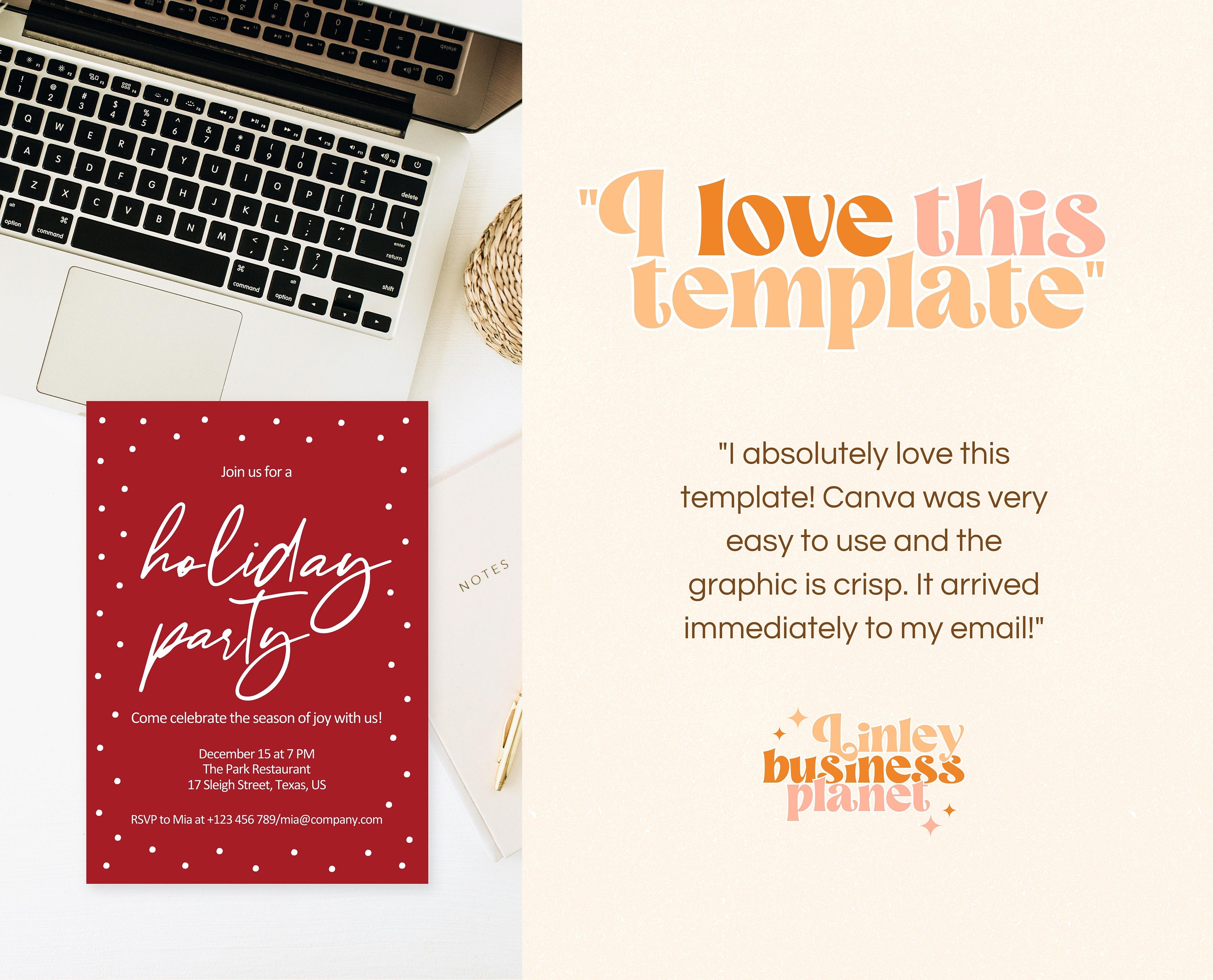Editable Modern Holiday Party Invitation Template, Business Holiday
