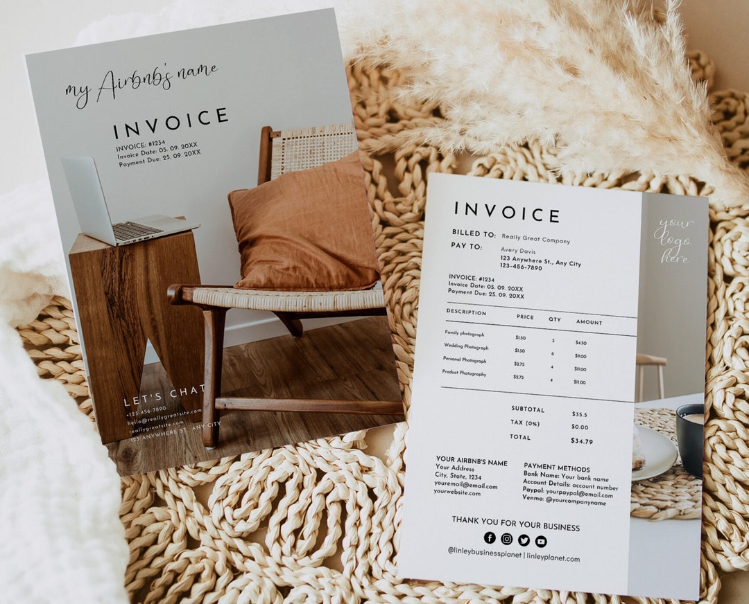 Bed Invoice Example Editable Airbnb Invoice Template Boho Small Business Bed and - Etsy New ...
