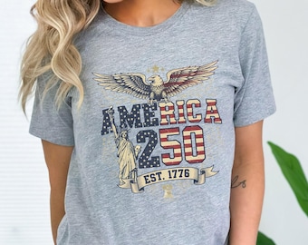 USA 250th Anniversary Proud American Tee | Patriotic USA Flag Apparel | Vintage Americana Shirt for Adults & Kids
