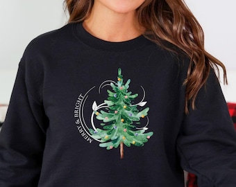 Merry & Bright Christmas Sweatshirt, Holiday Season Pullover, Festive Cotton Top, Winter Apparel Gift