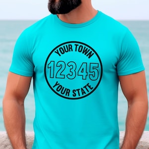 Zipcode T-shirt Hometown Clothes Personalized City and State Custom City Tee State Pride Best Selling Shirt Unique Gift for Newlyweds
