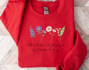 Custom Birth Month Sweatshirt Birth Flower Sweater Birth Flower Shirt Grandma's Garden Personalized Mom Gift Grandma Christmas Gift