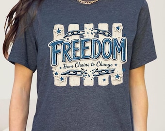 „Freiheit von Ketten – Veränderung“-T-Shirt, christliches Genesungsshirt, Geschenk zur Nüchternheit, Vintage-Grafik