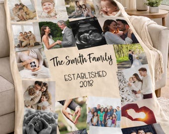 Custom Photo Throw | Personalized Family Memory Blanket with Vibrant Prints, Keepsake Gift