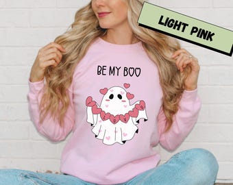 Be My Boo Sweatshirt Ghost Sweater Valentines Day Hoodie XOXO Sweatshirt Women Valentines Day Sweatshirt Heart Sweatshirt