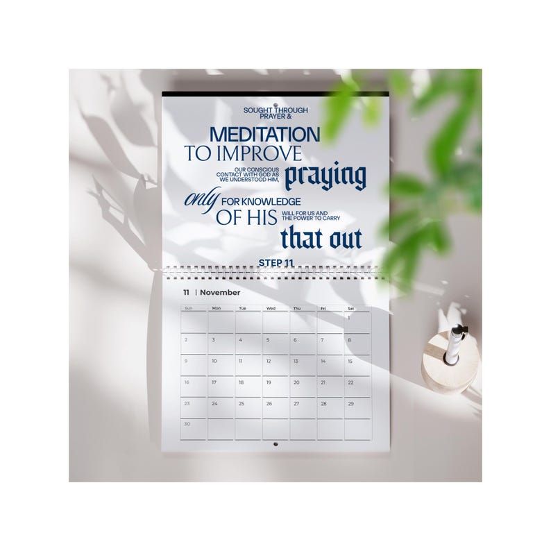 12 Steps of AA Wall Calendar Sober Calendar AA Recovery Gifts Recovery Coach Office Decor One Year Sober Gift for Sober Celebration image 9