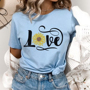 Sunflower Love Shirt | Valentine&#39;s Day Shirts for Women | Sunflower Valentine | Love Tee shirt | Valentine’s Day Gifts