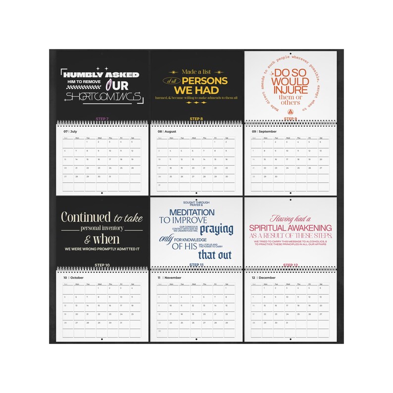 12 Steps of AA Wall Calendar Sober Calendar AA Recovery Gifts Recovery Coach Office Decor One Year Sober Gift for Sober Celebration image 6