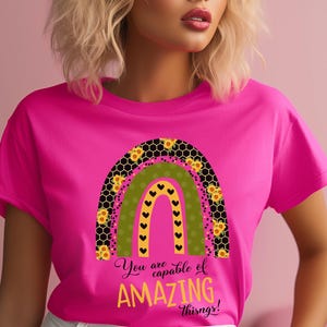 Capable of More Shirt Biblical Graduation Motivational Gift Addiction Recovery/Sobriety Gift Boho Rainbow Tee You Are Enough Shirt