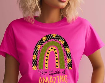Capable of more T-shirt Cadeau biblique pour l'obtention du diplôme Cadeau de motivation Dépendance cadeau récupération/sobriété T-shirt bohème arc-en-ciel Vous êtes assez chemise