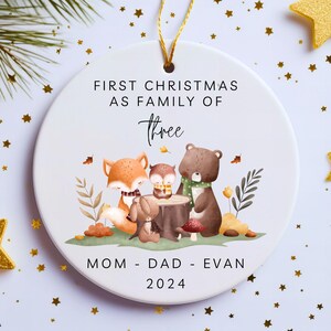 Family of Three Christmas Ornament - Family of 3 - Family Ornament - Personalized Baby's First Christmas Ornament First Christmas Ornament
