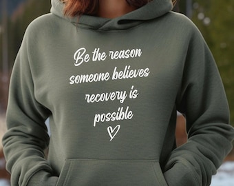 Hopeful Hoodie, Cotton-Polyester Blend with Kangaroo Pocket, Recovery Message